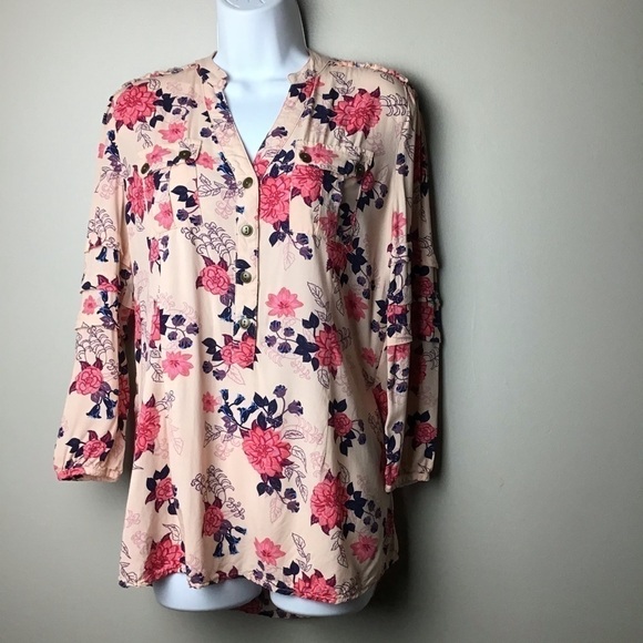 Matilda Jane Floral Semi Button Down Top - Picture 3 of 8